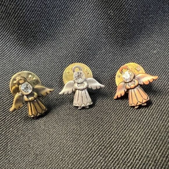 JJ Jonette Jewelry Angel Pins With Crystal Detail 3-Piece Set - Picture 1 of 2